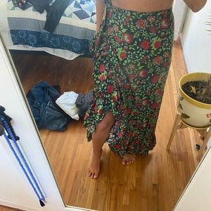 Floral wrap maxi skirt